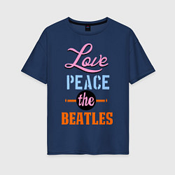 Женская футболка оверсайз Love peace the Beatles