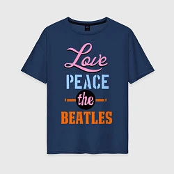Женская футболка оверсайз Love peace the Beatles