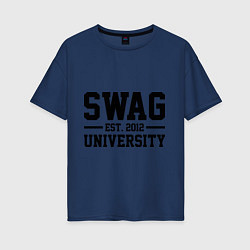 Футболка оверсайз женская Swag University, цвет: тёмно-синий