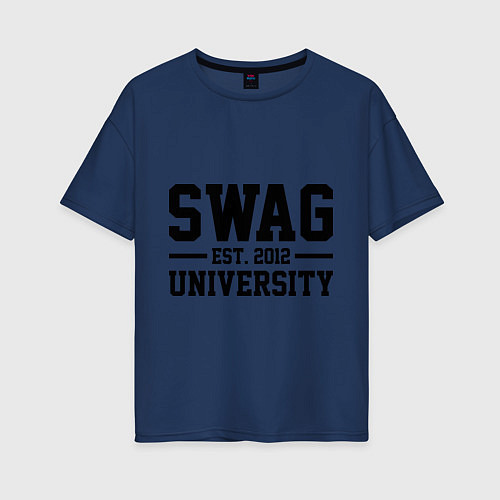 Женская футболка оверсайз Swag University / Тёмно-синий – фото 1