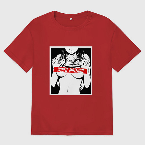 Женская футболка оверсайз Waifu Material / Красный – фото 1