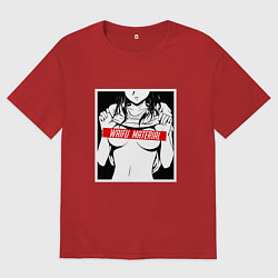 Футболка оверсайз женская Waifu Material, цвет: красный