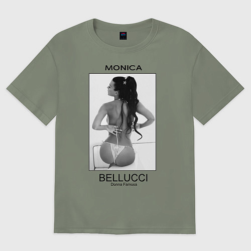 Женская футболка оверсайз Monica Bellucci: Donna Famosa / Авокадо – фото 1