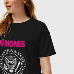 Футболка оверсайз женская Ramones Boyband, цвет: черный — фото 2
