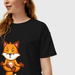 Футболка оверсайз женская Лисиная йога, цвет: черный — фото 2