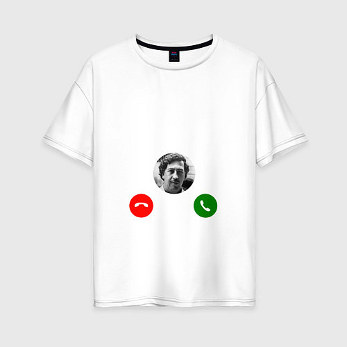 Женская футболка оверсайз Escobar is calling / Белый – фото 1