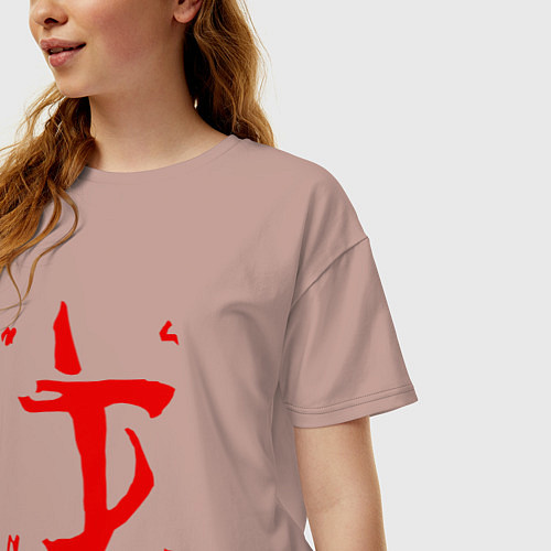 Женская футболка оверсайз MARK OF THE DOOM SLAYER / Пыльно-розовый – фото 3