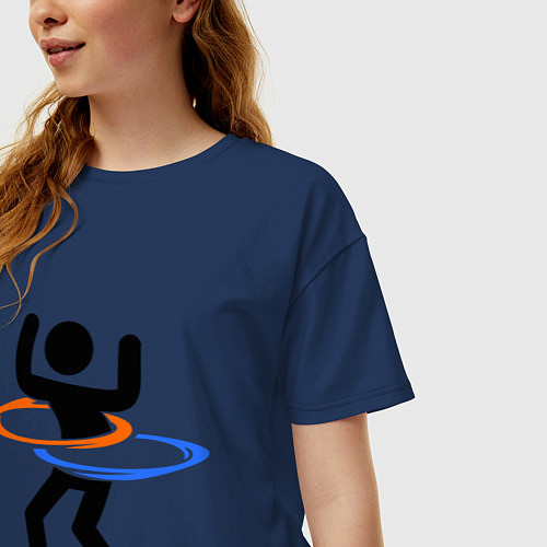 Женская футболка оверсайз Portal Рoops / Тёмно-синий – фото 3