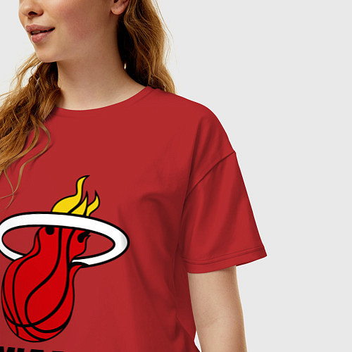 Женская футболка оверсайз Miami Heat-logo / Красный – фото 3