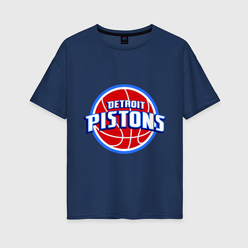 Женская футболка оверсайз Detroit Pistons - logo / Тёмно-синий – фото 1