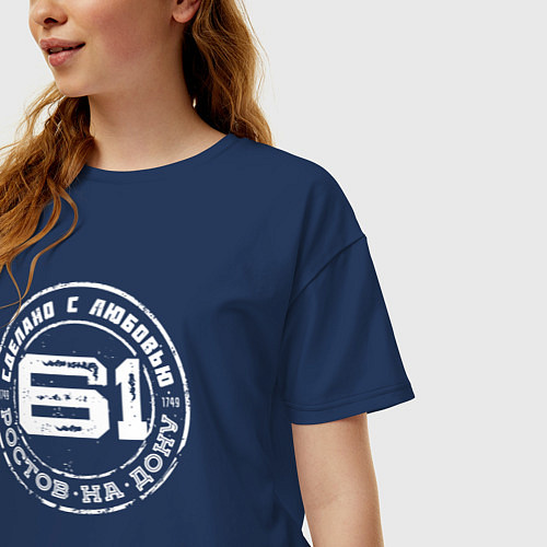 Женская футболка оверсайз 61 Регион: сделано с любовью / Тёмно-синий – фото 3