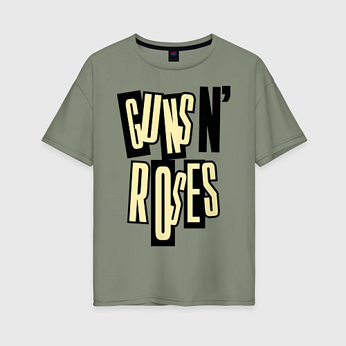 Женская футболка оверсайз Guns n Roses: cream / Авокадо – фото 1