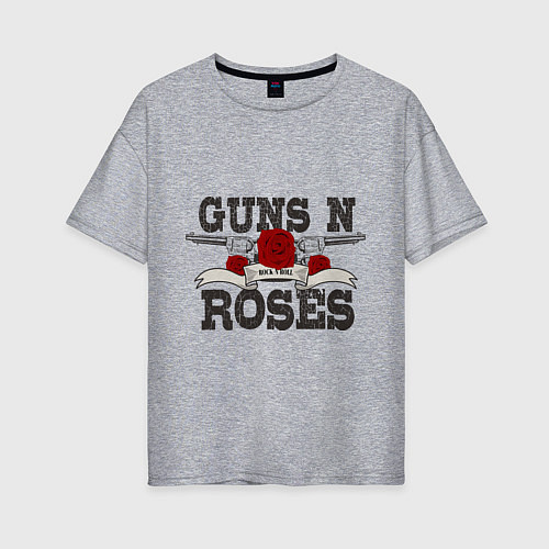Женская футболка оверсайз Guns n Roses: rock'n'roll / Меланж – фото 1