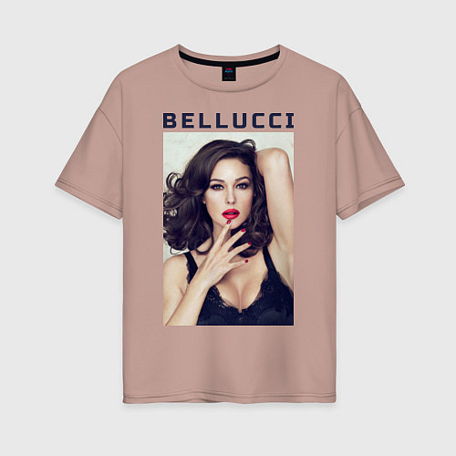 Женская футболка оверсайз Monica Bellucci: Red lips / Пыльно-розовый – фото 1