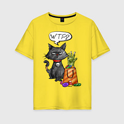 Женская футболка оверсайз Black Cat: WTF?