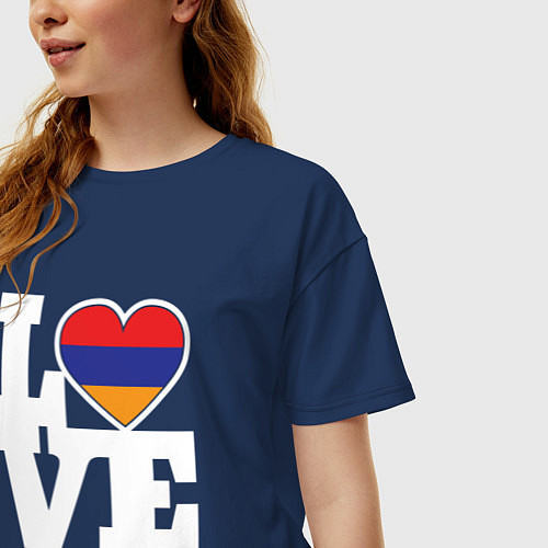 Женская футболка оверсайз Love Armenia / Тёмно-синий – фото 3