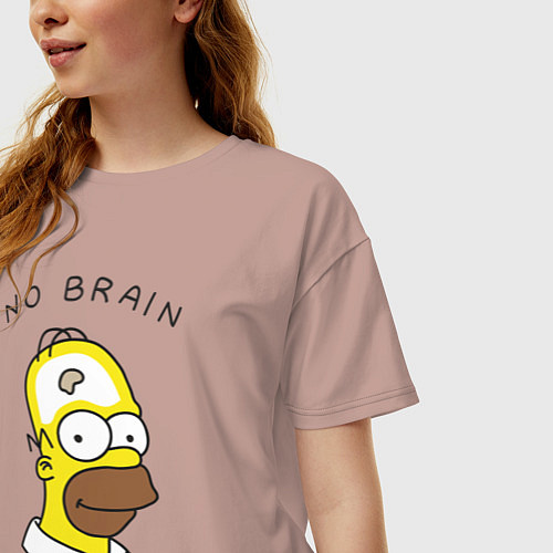 Женская футболка оверсайз No brain, No pain / Пыльно-розовый – фото 3
