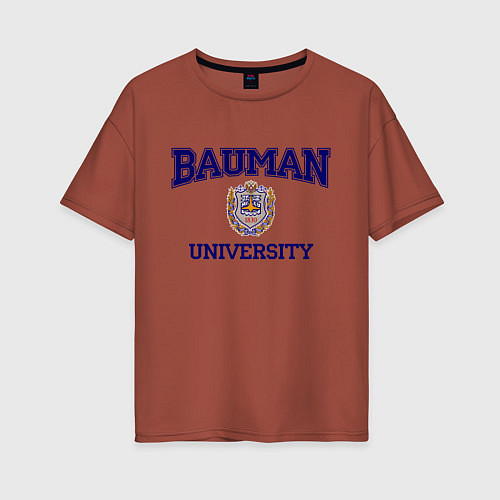 Женская футболка оверсайз BAUMAN University / Кирпичный – фото 1