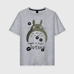 Футболка оверсайз женская My Neighbor Totoro, цвет: меланж