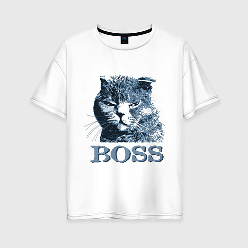 Женская футболка оверсайз Boss cat / Белый – фото 1