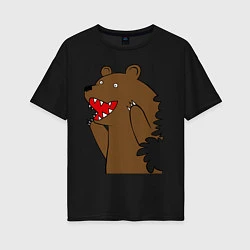 Женская футболка оверсайз Медведь цензурный