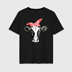 Женская футболка оверсайз Корова в бандане