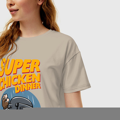 Женская футболка оверсайз Super chiken dinner / Миндальный – фото 3