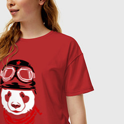 Футболка оверсайз женская Панда байкер, цвет: красный — фото 2