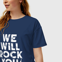 Футболка оверсайз женская We Wil Rock You, цвет: тёмно-синий — фото 2