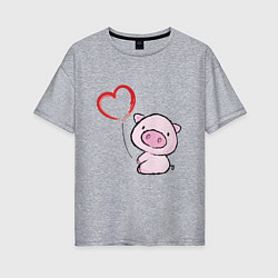 Женская футболка оверсайз Pig Love