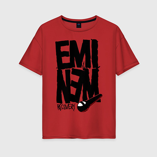 Женская футболка оверсайз Eminem recovery / Красный – фото 1