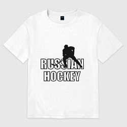Футболка оверсайз женская Russian hockey, цвет: белый