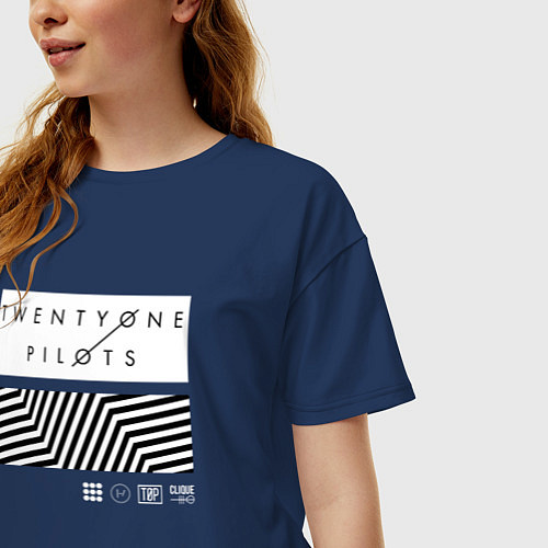 Женская футболка оверсайз TOP: Geometry / Тёмно-синий – фото 3