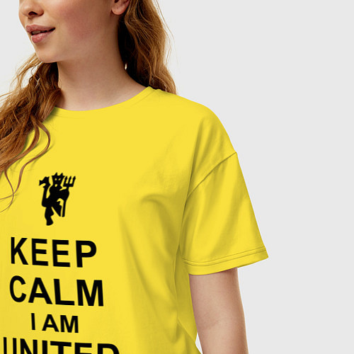 Женская футболка оверсайз Keep Calm & United fan / Желтый – фото 3