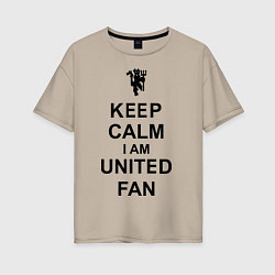 Женская футболка оверсайз Keep Calm & United fan