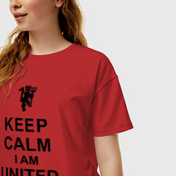 Футболка оверсайз женская Keep Calm & United fan, цвет: красный — фото 2