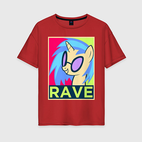Женская футболка оверсайз DJ Pon-3 RAVE / Красный – фото 1