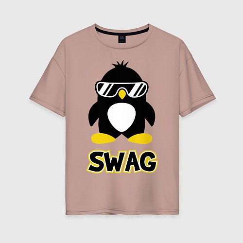 Женская футболка оверсайз SWAG Penguin / Пыльно-розовый – фото 1