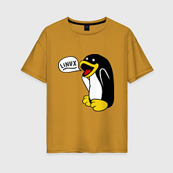 Женская футболка оверсайз Пингвин: Linux