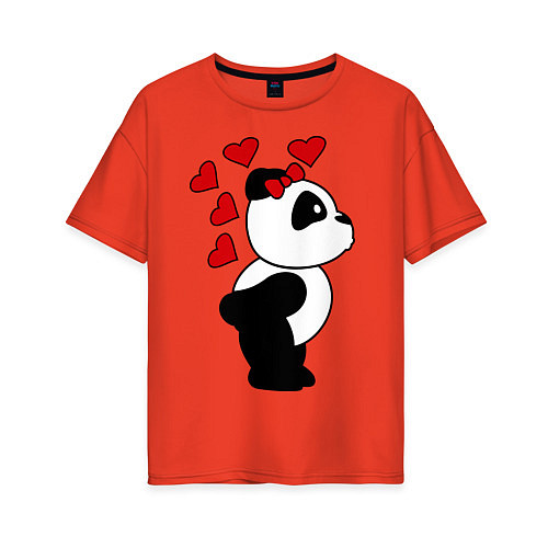Женская футболка оверсайз Поцелуй панды: для нее / Рябиновый – фото 1