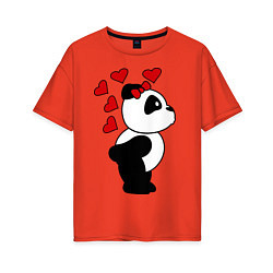Женская футболка оверсайз Поцелуй панды: для нее