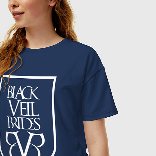 Женская футболка оверсайз Black Veil Brides: Knives and Pens / Тёмно-синий – фото 3