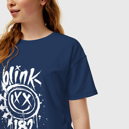Женская футболка оверсайз Blink-182: Smile / Тёмно-синий – фото 3