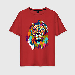 Футболка оверсайз женская Lion Art, цвет: красный