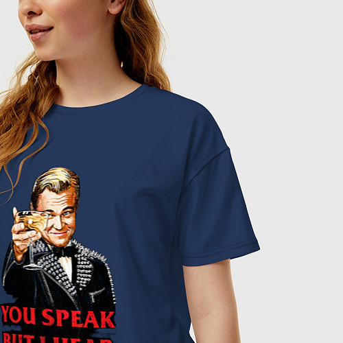 Женская футболка оверсайз Gatsby: You Speak / Тёмно-синий – фото 3