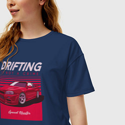 Футболка оверсайз женская Drifting is not a Crime, цвет: тёмно-синий — фото 2