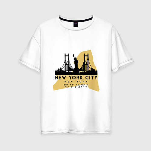 Женская футболка оверсайз Нью-Йорк - США / Белый – фото 1