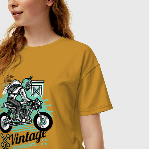 Женская футболка оверсайз Vintage Moto / Горчичный – фото 3