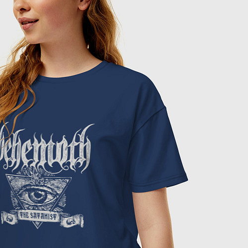 Женская футболка оверсайз Behemoth: The Satanist / Тёмно-синий – фото 3