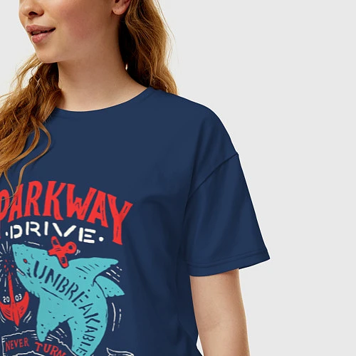 Женская футболка оверсайз Parkway Drive: Unbreakable / Тёмно-синий – фото 3
